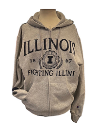Image of ILLINOIS SEAL POWERBLEND FULL ZIP HOODIE -  heathergrey